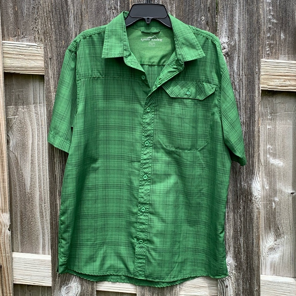 Eddie Bauer Green Short Sleeve  Shirt Large Tall
